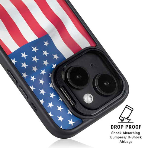 USA Flag iPhone 15 Kickstand Case